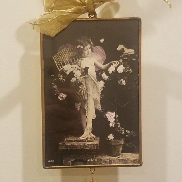 Lovely Little Angel with Roses in Wicker Backet Hanging Framed Picture - Picture 3 of 8